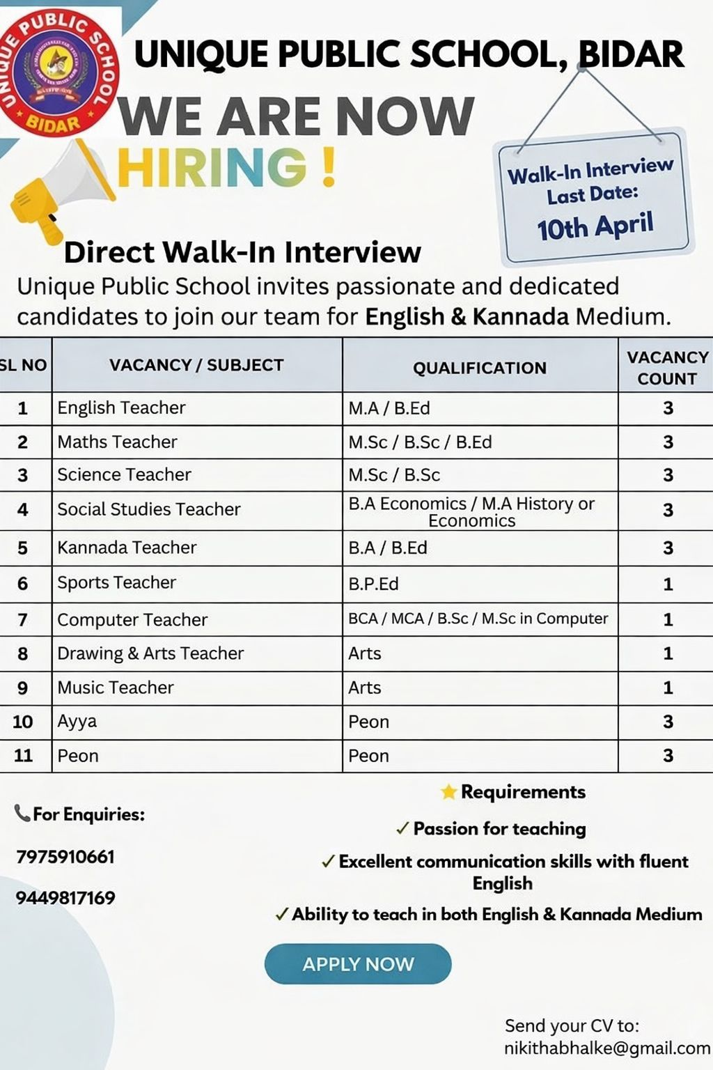Vacancy Announcement